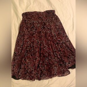 Vintage silk floral midi skirt